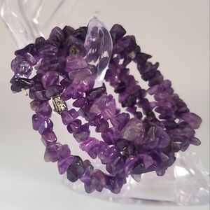 Spiral Amethyst Chips Cuff Bracelet Gemchip Polished Stones